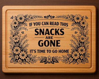Archivo de grabado láser SVG para decoración de tablas de cortar, Snacks Are Gone, Archivo de grabado para tabla de charcutería DXF, Archivos láser para madera, Archivos Glowforge