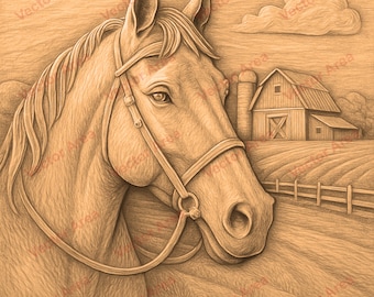 Horse Laser Engraving File PNG, Horse Head Laser Engrave File, PNG Files For Wood Glowforge files, PNG File For Laser