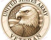 US Army Veteran Laser Engraving File PNG, US Flag Laser Engrave File, Bald Eagle, Png Files For Wood Glowforge files, Files For Laser