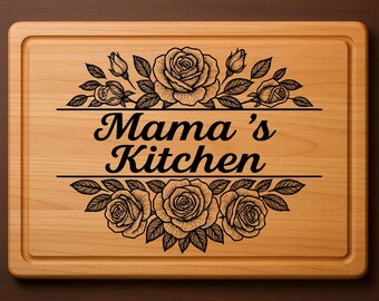 Cutting Board Laser Engraving File SVG, Charcuterie Board Laser Engrave File DXF, Mama's Kitchen, Laser Files For Wood, Glowforge files,