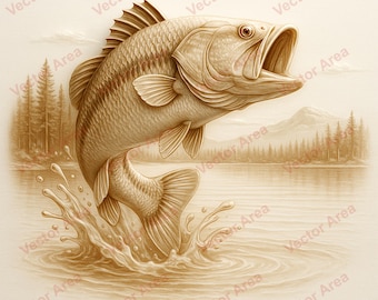 Largemouth Bass Laser Engraving File PNG, Fish Laser Engrave File, Bass, PNG Files For Wood Glowforge files, PNG File For Laser