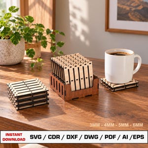 Pallet Coaster Laser Cut File, Boxed Pallet Coaster, Wood Coaster, Xtool File, Glowforge Files, Instant Download Svg Dxf Ai Pdf Laser Cut