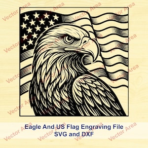 Bald Eagle SVG, Laser Engraving File, US Flag Laser Engrave File, Flying Bald Eagle, Files For Wood Glowforge files, DXF File For Laser