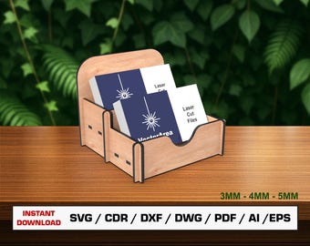 Business Card Holder Laser Cut File, Card Holder Laser Cut Files SVG,  Glowforge cut files, Laser cut vector, Dxf files for laser