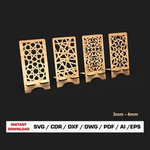 Phone Stand Laser Cut File, Laser Cut Phone Holder, SVG Files For Wood Laser Cutting   Glowforge cut files, Dxf files for laser