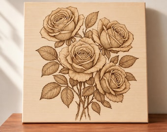 Rose Bouquet Laser Engraving File PNG, Rose Bundle Laser Engrave File, PNG Files For Wood, Glowforge files, PNG File For Laser