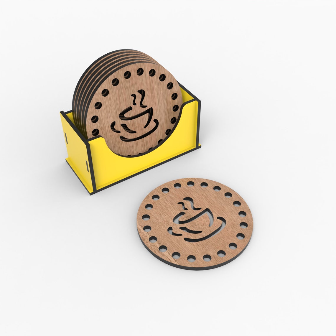 Coaster Laser Cut File SVG, Coasters With Box, Wood Box, Vector Files ...