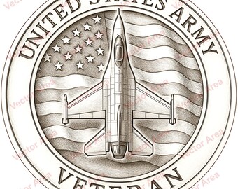Archivo PNG de grabado láser de veterano de la Fuerza Aérea de EE. UU., archivo de grabado láser de bandera de EE. UU., avión de guerra, archivos PNG para madera, archivos Glowforge, archivos para láser