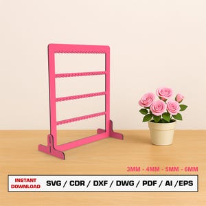 Earring Stand Laser Cut File, Earring Display, Laser cut files,  Glowforge cut files, Laser cut vector, Dxf files for laser