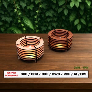 Candle Holder Laser Cut File, Tealight Holder, SVG Files For Wood Laser Cutting, Glowforge cut files, Dxf files for laser, Xtool File