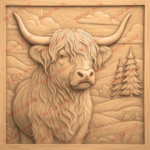 Highland Cow Laser Engraving File PNG, Highland Cow Laser Engrave File, PNG Files For Wood, Glowforge files, PNG File For Laser