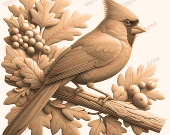 Cardinal Bird Engraving File, Cardinal Bird Laser Engrave File, PNG Files For Wood, Glowforge files, PNG File For Laser (B2)