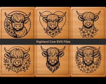 Highland Cow SVG Bundle, Laser Engraving File, Baby Highland Cow Laser Engraving File, Files For Wood, Glowforge files, SVG File For Laser