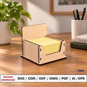 Note Holder Box Laser Cut File, Paper Organizer Laser File, Sticky Note Box SVG, instant download