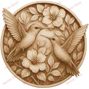 Hummingbird Laser Engraving File, Hummingbird Pair Laser Engrave File, PNG Files For Wood, Glowforge files, PNG File For Laser