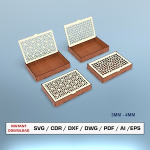File di taglio laser per scatole regalo, scatole decorative, scatole rettangolari, scatole regalo con coperchio, file vettoriali per file di taglio Glowforge per legno, SVG DXF DWG