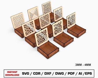 Archivos SVG cortados con láser para joyero decorativo, caja de regalo con tapa, archivos vectoriales para madera, archivos de corte Glowforge, SVG, DXF, DWG