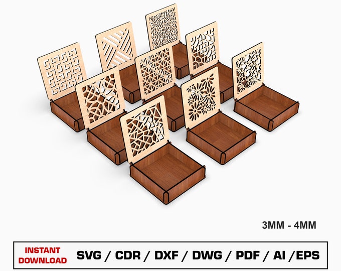 Laser Cut Decorative Box With Lid Svg Files, Vector Files for Wood ...