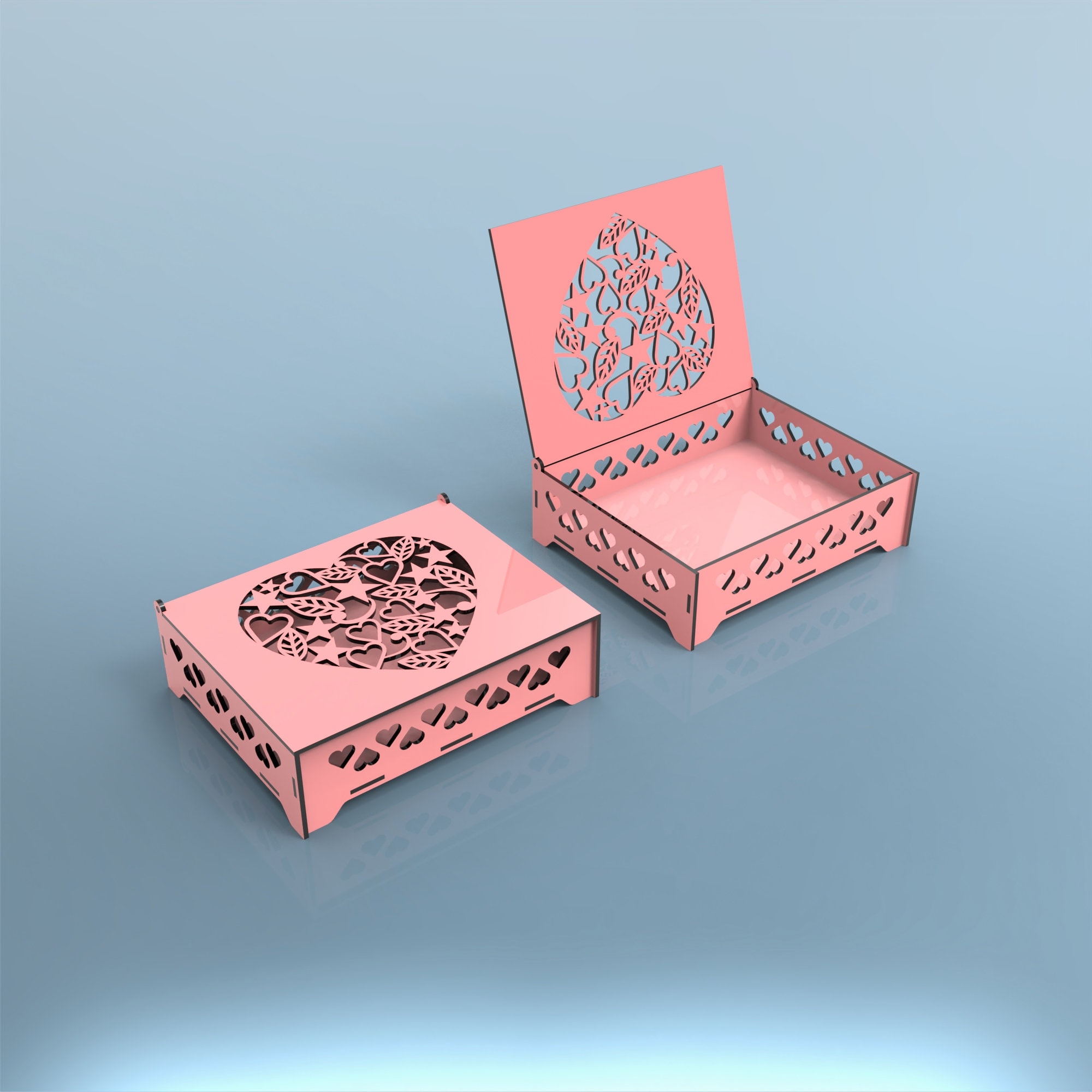 Valentine Gift Box Laser Cut File SVG, Decorative Jewelry Box With Lid ...