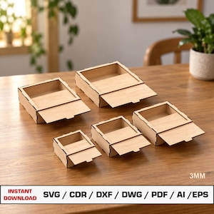 Laserskärnade filer med skjutbart lock, askpaket, chokladask, presentask med lock, vektorfiler för trä, Glowforge-skurna filer, SVG DXF DWG