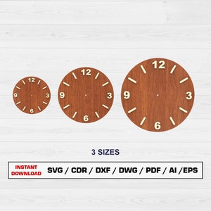 Wanduhr Laser Cut Datei, Wanduhr mit römischen Zahlen, SVG-Dateien für Holz Laserschneiden, Glowforge-Schnittdateien, Dxf-Dateien für Laser, Xtool-Datei