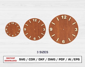 Wall Clock Laser Cut File, Roman Number Wall Clock, SVG Files For Wood Laser Cutting, Glowforge cut files, Dxf files for laser, Xtool File