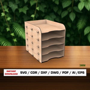 A4 Paper Stand Laser Cut File, A4 Paper Tray, Office Organizer, A4 Paper Office Plate, Digital Vector Files SVG DXF PDF  Instant Download