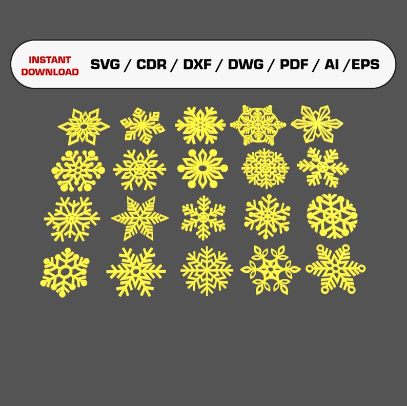 Snowflakes Digital Vector Files SVG DXF PDF, Christmas Ornament ...