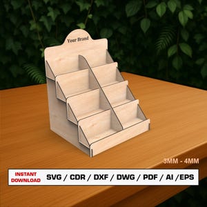 Ausstellungsständer Laserschnittdatei SVG, Verkaufsregal, Holzständer für Laserschnitt, Vorlagen zum Schneiden von DXF
