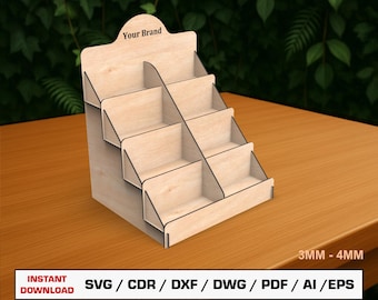 Display Stand Laser Cut File SVG, Retail Shelf, Wooden Stand For Laser Cut, Templates For Cutting DXF