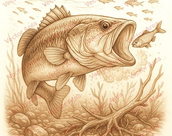 Largemouth Bass Laser Engraving File, Fish Laser Engrave File, Bass, PNG Files For Wood Glowforge files, PNG File For Laser