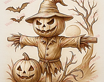 Halloween Laser Engraving File PNG, Scarecrow Laser Engrave File, PNG Files For Wood, Glowforge files, PNG File For Laser
