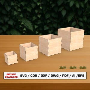 Arquivo de corte a laser para caixa de cubo, arquivo de corte a laser para caixa aberta, caixas de presente, caixas de brinquedo, caixa de armazenamento, arquivos vetoriais para madeira, arquivos de corte Glowforge, SVG, DXF e DWG