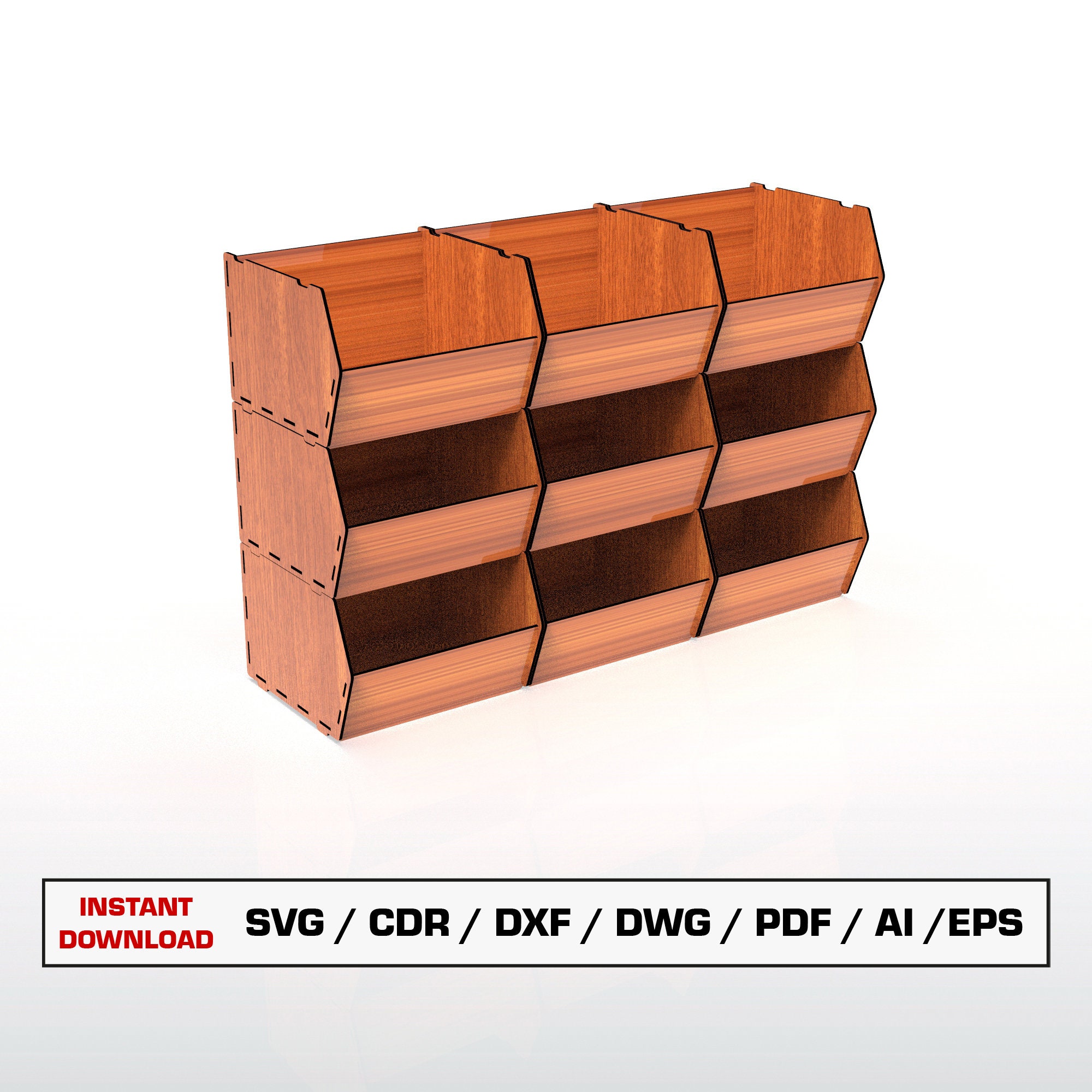 Stackable Storage Box Laser Cut File, Organizer Box for Desktop, Wood ...