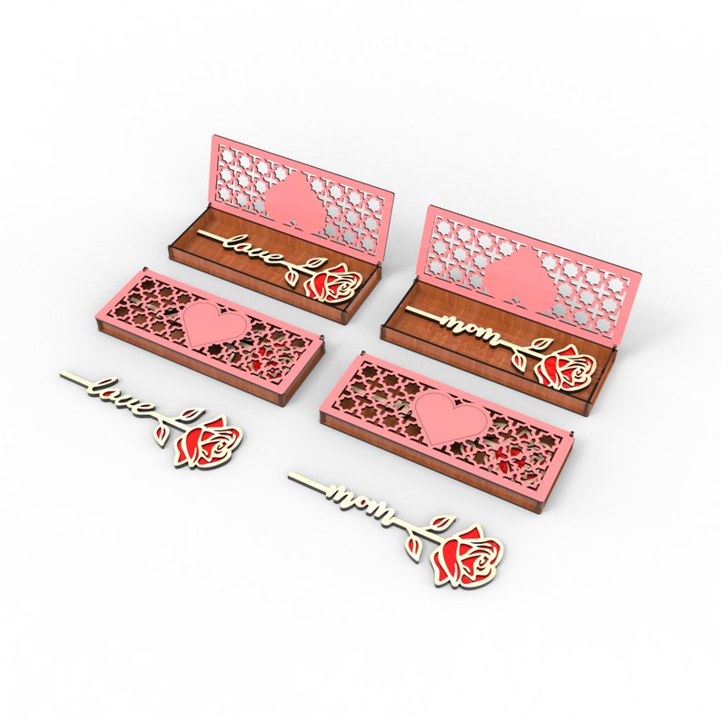Boxed Flower Gift Laser Cut Files SVG, Rose, Mother Gift, Laser Cut ...