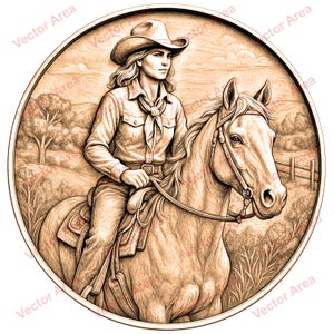 Cowgirl Laser Engraving File PNG, Horse Laser Engrave File, PNG Files For Wood Glowforge files, PNG File For Laser