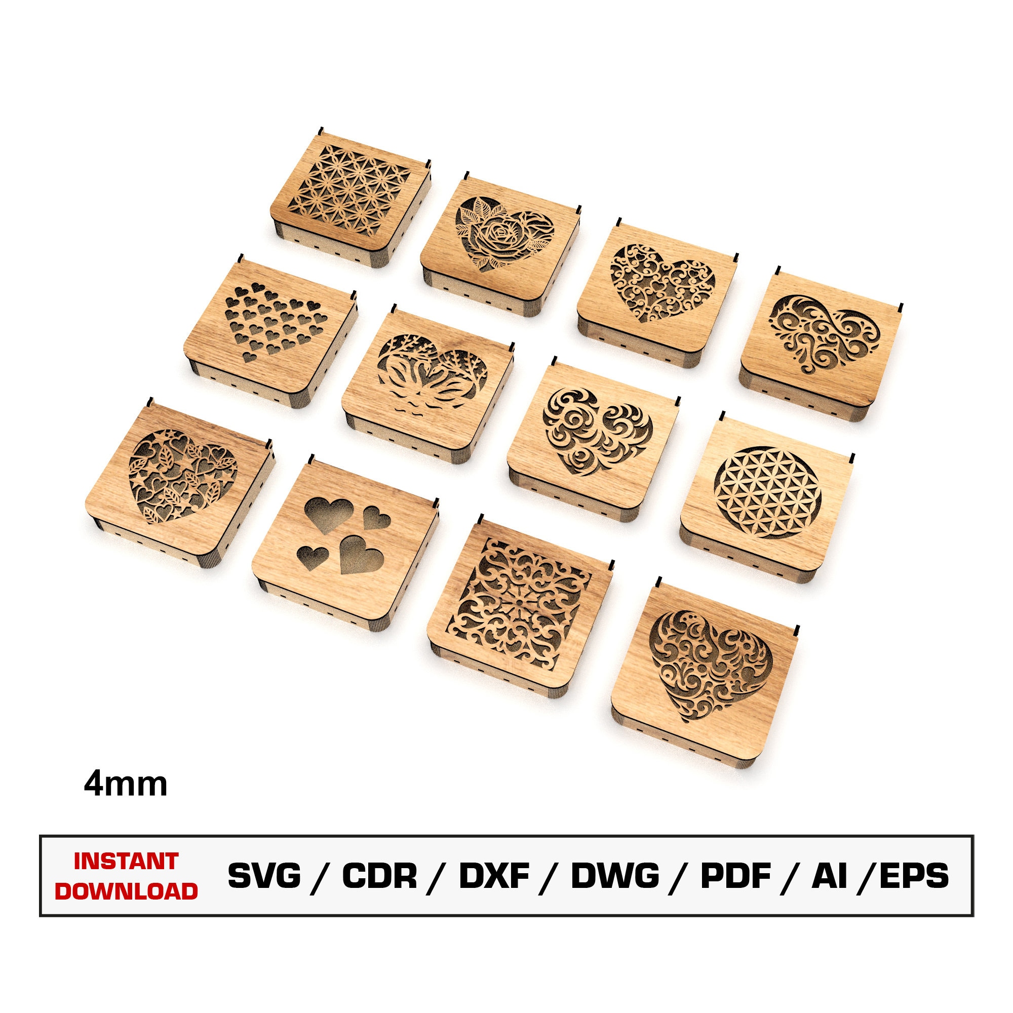 Jewelry Box Decorative Laser Cut Svg Files Gift Box With Lid - Etsy