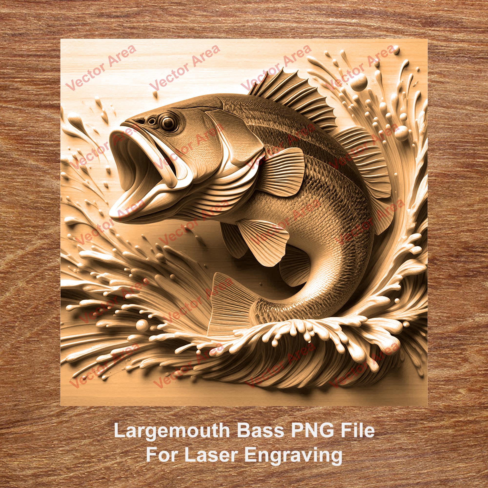 Bass File Largemouth Bass Laser Engraving File, Fish Laser Engrave File, Bass ...