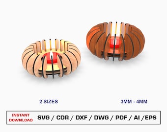 Bougeoirs découpés au laser, photophore, fichiers SVG pour la découpe laser du bois, fichiers découpés Glowforge, fichiers Dxf pour laser, fichier Xtool