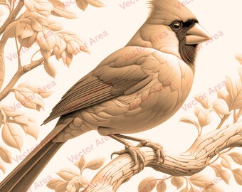 Cardinal Bird Engraving File, Cardinal Bird Laser Engrave File, PNG Files For Wood, Glowforge files, PNG File For Laser