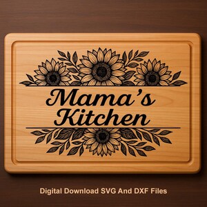 Archivo de grabado láser para tabla de cortar SVG, archivo de grabado láser para tabla de charcutería DXF, cocina de mamá, archivos láser para madera, archivos Glowforge,