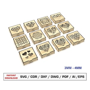 Decorative Jewelry Box Laser Cut Svg Files, Gift Box With Lid, Vector Files For Wood Glowforge cut files, SVG DXF DWG