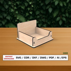 Note Holder Box Laser Cut File, Paper Organizer Laser File, Sticky Note Box SVG, instant download