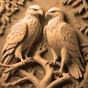 Eagle Pair Laser Engraving File, Bald Eagle Laser Engrave File, PNG Files For Wood Glowforge files, PNG File For Laser