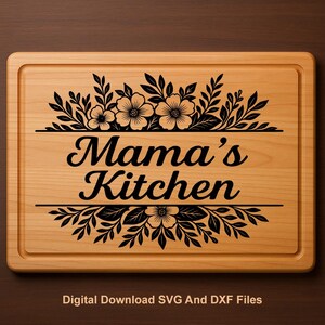 Archivo de grabado láser para tabla de cortar SVG, archivo de grabado láser para tabla de charcutería DXF, cocina de mamá, archivos láser para madera, archivos Glowforge,