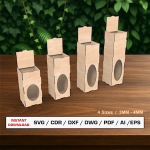 Fles doos lasergesneden Svg-bestanden, fles sap doos, azijn fles doos, geschenkdoos met deksel, vectorbestanden voor hout Glowforge gesneden bestanden, SVG DXF