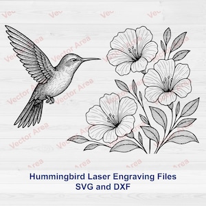 Hummingbird SVG Clipart, Hummingbird Engraving File SVG, Hummingbird Bird Laser Engrave File, DXF Files For Wood, Glowforge files