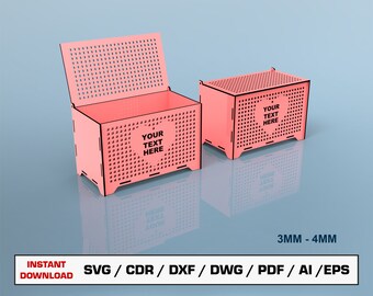 Laser Cut File Decorative Jewelry Box Rectangle, Gift Box With Lid, Vector Files For Wood Glowforge cut files, SVG DXF DWG