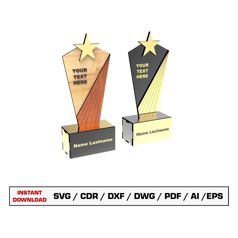 Award Laser Cut File, Award Cutting SVG Template, Vector Files for Wood
