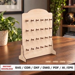 Archivo de corte láser para soporte de llavero, colgador de llavero SVG para corte láser, expositor de llaveros, archivos de corte Glowforge, soporte para corte láser, archivos DXF para corte láser